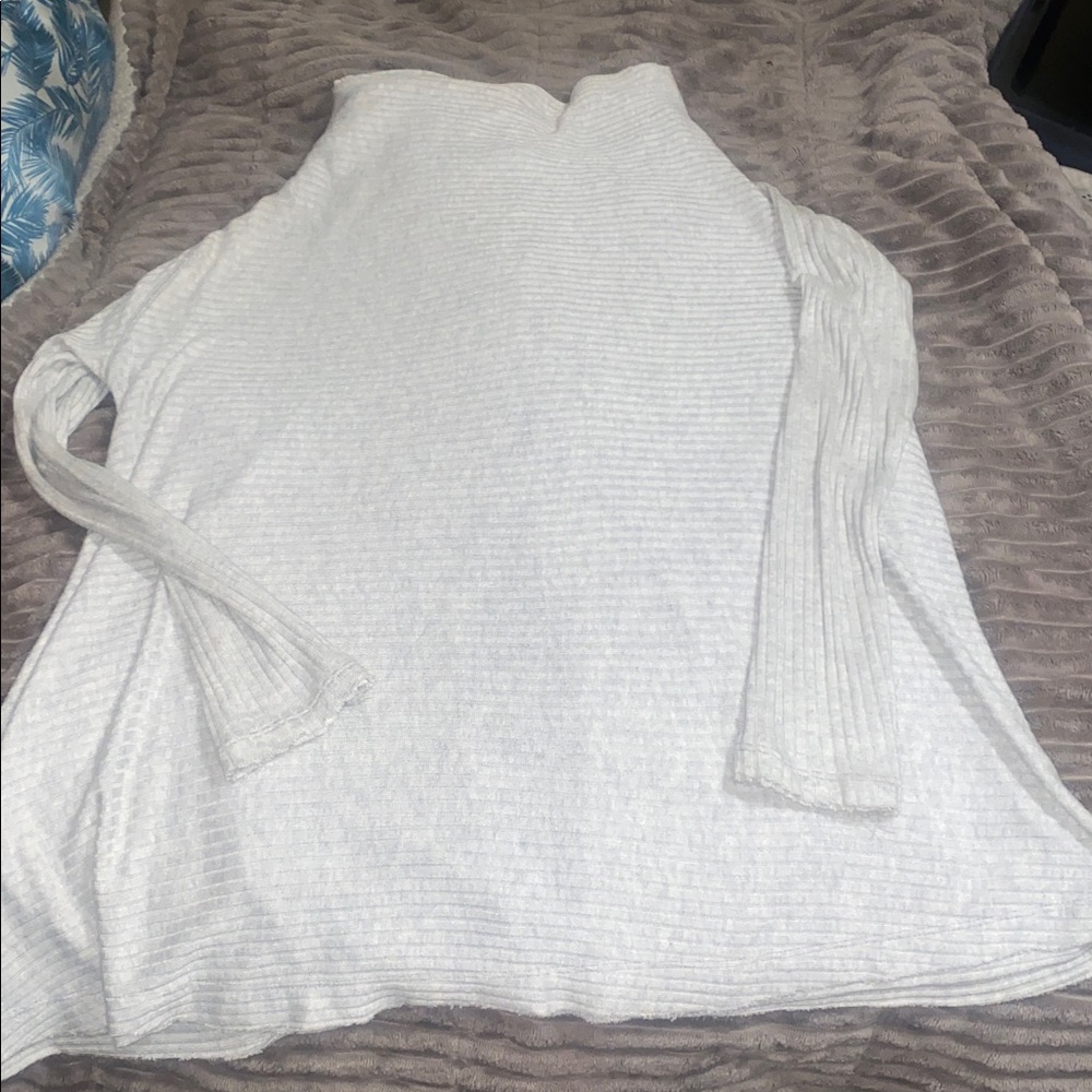 Free People Lover Ribbed Cutout Back Sweater Grey S Oversized Cozy